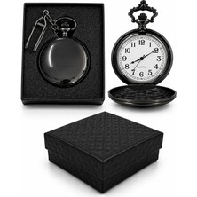 Lavly Özel Kutulu Siyah Köstekli Saat Baskıya Uygun 4x5 cm Hediye Kutu