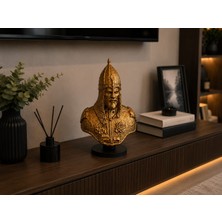 Tiny Cozy Fatih Sultan Mehmet Büstü / Heykeli Antikaltın Renk 20 cm