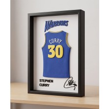 Riva Self Stephen Curry Golden State Warriors 3D Duvar Tablosu - 30 Numara Imzalı Dekoratif Çerçeve