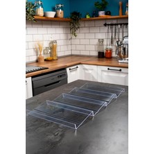 Mienda Home 4 Adet Kaydırmaz Pedli Şeffaf Stand Baharatlık Standı Çekmece Içi Düzenleyici Mhydkplx4