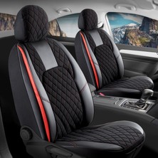 Startcar Toyota Yaris 2006-2008 Yarı Deri Oto Koltuk Kılıfı Ön Arka Set Chester Serisi Siyah Kırmızı Scr