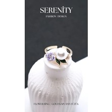 Serenity Mineli Çiçekli Gold Kaplama YÜZÜK02