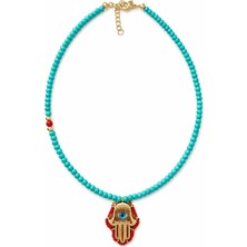 Charmlucky Kırmızı Boncuk Hamsa Kolye