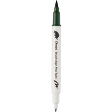 Pentel Brush Sing Pen Twin Çift Taraflı Fırça Uçlu Kalem Zeytin Yeşili