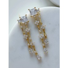 Charmlucky Taşlı Çiçek Sallantılı Küpe