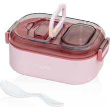 Vagonlife Bento 550ML Lunchbox Tek Katlı Bölmesiz Çelik Sefer Tası Yemek Kutusu (Pembe)