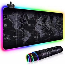 Büyük Oyuncu Rgb Mousepad &amp;amp; Klavye Pad World Map Desenli Işıklı 80X30CM Pad