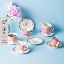 Emsan Romance 6 Kişilik New Bone Kahve Fincan Takımı Pembe 90 ml