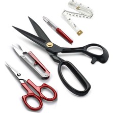 Siyah Saplı Çelik Somunlu Profesyonel Kumaş Kesim Makası Set (8 Numara 20,32CM)