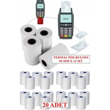 56X12 Termal Pos Kağıdı - Pos Rulosu - Yazarkasa Pos Kağıdı 20 Adet