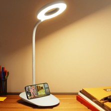 Telvesse Masa Lambası Dokunmatik 3 Renk 24 LED Telefon Standlı Kademeli Çalışma Okuma Işığı Gece Lambası Q3