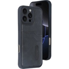 Mentra Online Apple Iphone 16 Pro Max Kılıf Sara Kartvizitli Deri Kılıf - Siyah