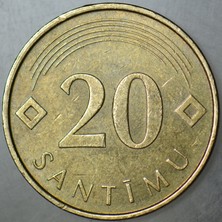 Banknoting Letonya 20 Santımu 2007 Latviya.