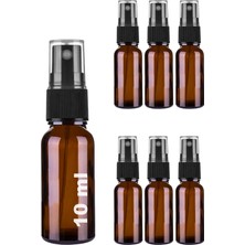 Afracam 10 ml Siyah Spreyli Amber Cam Şişe 10 cc Sızdırmaz Kapaklı Fısfıs Kahverengi Cam Şişe 6 Adet