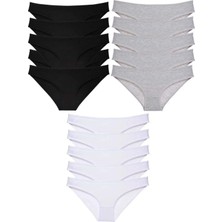 Modanı Seç 15 Adet Süper Eko Set Likralı Kadın Slip Külot Siyah Gri Beyaz