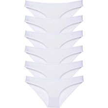 Modanı Seç 6 Adet Süper Eko Set Likralı Kadın Slip Külot Beyaz