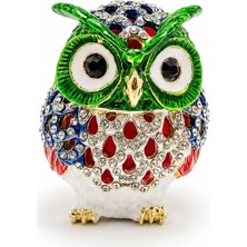 Store Sıvaroski Taşlı Baykuş 6 cm | Parlak Taşlı Dekoratif Biblo Şans Bilgelik Hediyelik Obje