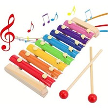Empressco Renkli Ahşap Ksilofon – 8 Tonlu Eğitici Müzik Oyuncağı
