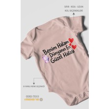 Morivo Kids Benim Halam Dünyanın En Güzel Halası Kısa Kollu Bebek Body %100 Pamuk
