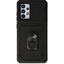 Mentra Online Samsung Galaxy A72 Kılıf Pars Lens Yüzüklü Silikon - Siyah