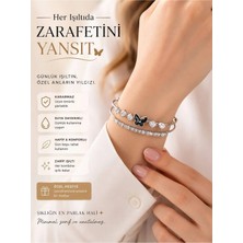 Stainless Steel Lunavera Kelebek Detaylı Zirkon Taşlı Paslanmaz Çelik Kadın Bileklik