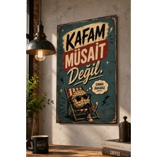 Grafiklas Kafam Müsait Değil Metal Tabela A4 Dekoratif Komik Duvar Yazısı Retro Metal Baskı Ofis Ev Dekoru