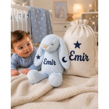Emsera Atelier Kişiye Özel Isimli Gözü Nakışlı Peluş Tavşan Uyku Arkadaşı