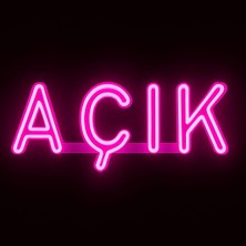 Açık Yazılı Neon LED Tabela – Duvara Monte – Sarı Işık – 37X15 cm – Dükkan ve Kafe Için Işıklı Dekor