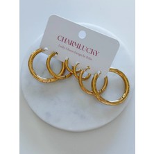 Charmlucky Çelik 6lı Basic Halka Küpe Seti