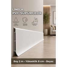 Agk Linela Pvc Süpürgelik 8 cm Beyaz 2 M Yapıştırmalı Suya Dayanıklı Kalın Profil Sert Plastik Süpürgelik LNL401