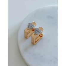 Charmlucky Taşlı Kalp Kare Küpe