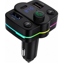  bluetooth fm transmitter araç şarj cihazı – çift usb + type-c hızlı şarj, dijital ekran