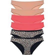Mariposa Secret 6 Adet Likralı Kadın Slip Külot Leopar Ten Fuşya