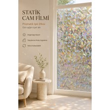 Deconitte Statik Cam Filmi Prizmatik Işık Etkisi 60X100CM Dekoratif Desenli Buzlu Cam Kaplama Pencere Folyosu