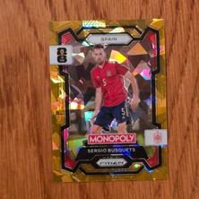 Panini Monopoly Prizm Sergio Busquets Gold Cracked Ice Oyun Kartı No.45