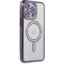 Mentra Online Apple Iphone 15 Pro Max Kılıf Joke Simli Magneticsafe Kılıf - Derin Mor
