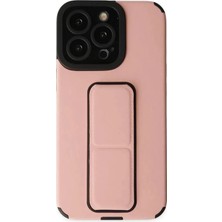 Ronanna Newface Apple iPhone 14 Pro Kılıf Mega Standlı Silikon - Pudra