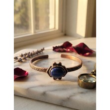 Meneva Aksesuar Lapis Lazuli Doğal Taşlı Ayarlanabilir Bakır Bileklik