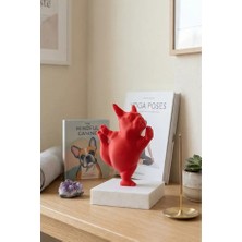 Alvina Atölye Aura Decor Yoga Yapan Kırmızı Fransız Bulldog Biblo - Modern Dekoratif Meditasyon Heykelcik 12 cm