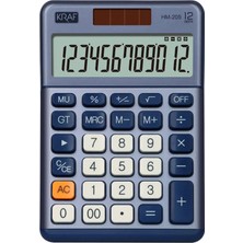 Kraf HM-205 Hesap Makinesi Masaüstü 12 Hane Bl Mavi