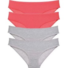 Modenya 4 Adet Süper Eko Set Likralı Kadın Slip Külot Fuşya Gri