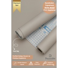 Deconitte Premium Kendinden Yapışkanlı Mat Bej Renk Pvc Mobilya Dolap Tezgah Duvar Kaplama Dekoratif 60X100CM