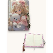 Limmy Kore Kız Hatıra Defteri (Günlük) Kilitli Defter 80 Yaprak - Pembe