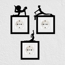 To Design Lab 3'lü Set Pilates Temalı Dekoratif Priz Süsü (8,5x8,5 cm Priz Çerçevesiyle Uyumludur)