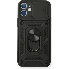 Mentra Online Apple Iphone 12 Mini Kılıf Pars Lens Yüzüklü Silikon - Siyah
