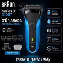 Braun Elektrikli Sakal Şekillendirici ve Tıraş Makinesi 310BT Mat Siyah Islak ve Kuru Kullanım Özelliği