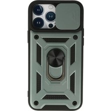 Ronanna Newface iPhone 13 Pro Kılıf Pars Lens Yüzüklü Silikon - Yeşil