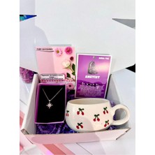 Perry Accessories Kararmaz Çelik Kutup Yıldızı Kolye ve Ametist Doğal Taş Bileklik ve Kupa Sevgililer Günü Set