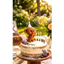 Üfleyen Sevimli Ayıcık Pasta SÜSÜ(10CM)/ Doğum Günü Dekoru & Mum Üfleyen Figür Ayıcık/ Pasta Üstü Süsü/ Parti Dekoru