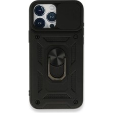 Mentra Online Apple Iphone 15 Pro Kılıf Pars Lens Yüzüklü Silikon - Siyah